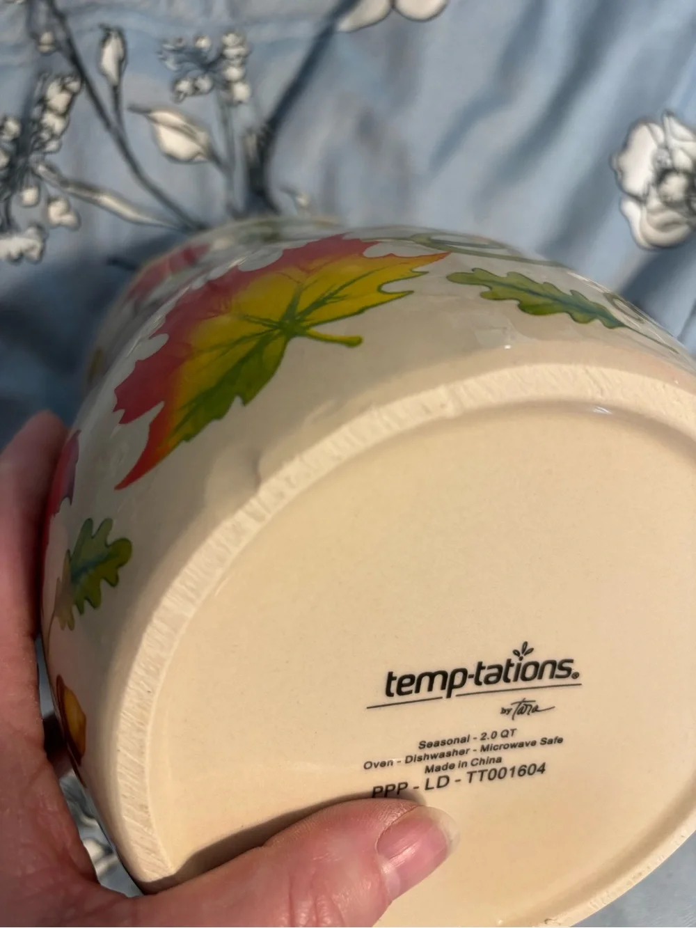 Temp-Tations Fall Harvest Ceramic baker in Orange, Green, Yellow and Red